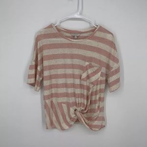 Lucky Brand Striped Pink White Twist Top Size XS
